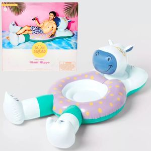 Giant Hippo Pool Float Sun Squad Inflatable 71" Long New In Box